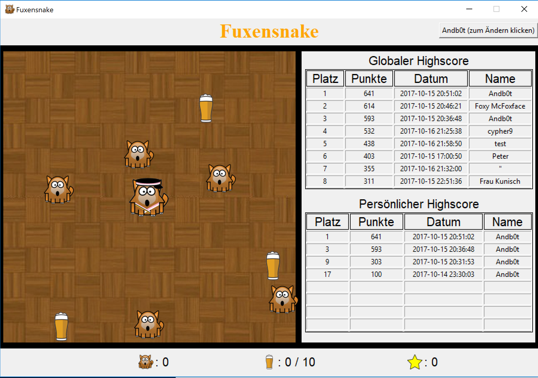 Screenshot snake game